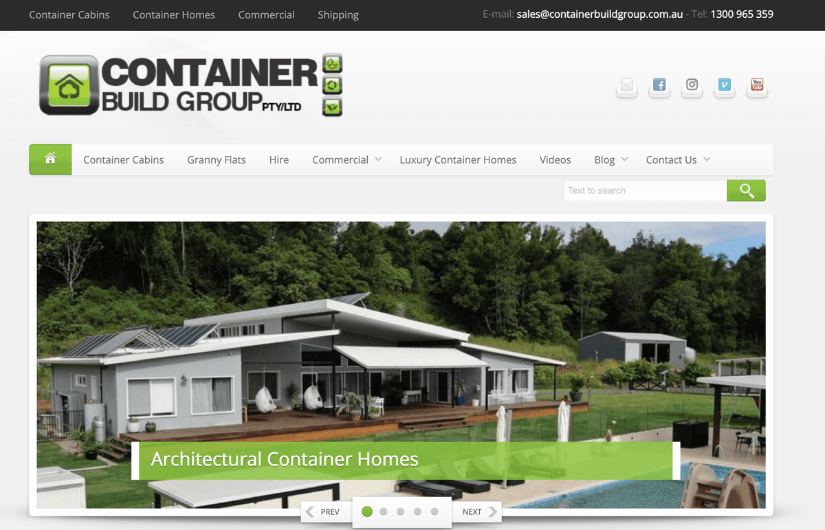 Container Build Group — WebDevise tradie website example